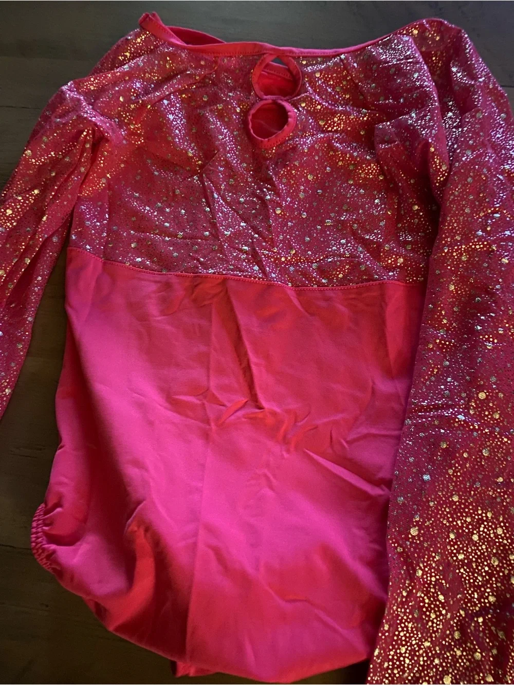 Girls Pink Sparkle Long-Sleeve Leotard Costume size 7/8